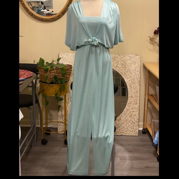 UNION MADE 70s vintage teal dress. Size 8. - Picture 1 of 6
